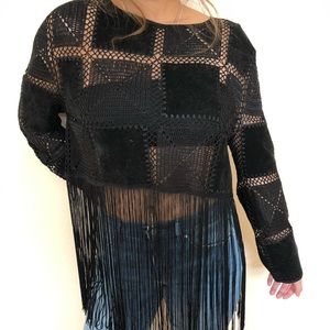 Topshop velvet bohemian fringe